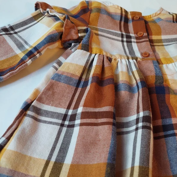 🛍 The Children's Place Baby Girl Plaid Dress 12-18 M Fall Yellow Brown White - Picture 7 of 7